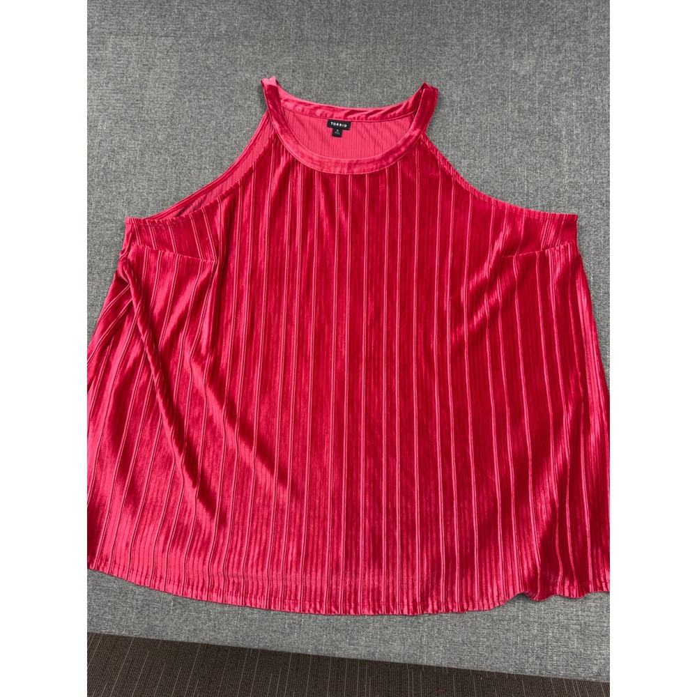 Torrid Red Pleated Velvet Halter Neck Sleeveless Top Plus Size 5 5X Holiday